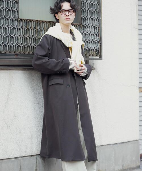 SENSE OF PLACE by URBAN RESEARCH(センスオブプレイスバイアーバンリサーチ)の「ダブルブレストロングコート(その他アウター・メンズ・ブラウン/ネイビー・MEDIUM/LARGE)」の4枚目の写真