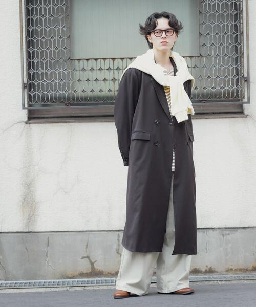 SENSE OF PLACE by URBAN RESEARCH(センスオブプレイスバイアーバンリサーチ)の「ダブルブレストロングコート(その他アウター・メンズ・ブラウン/ネイビー・MEDIUM/LARGE)」の6枚目の写真