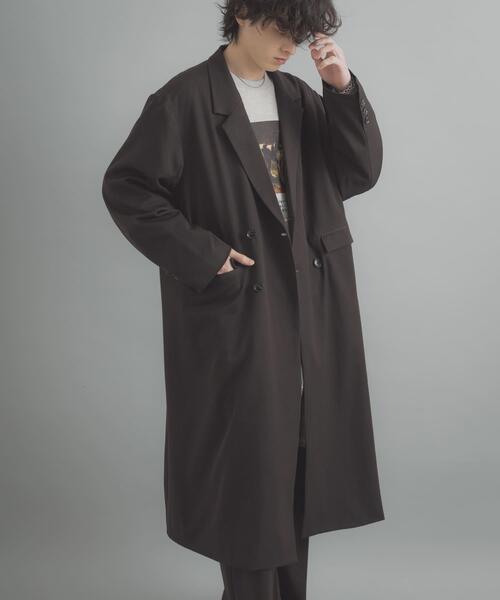 SENSE OF PLACE by URBAN RESEARCH(センスオブプレイスバイアーバンリサーチ)の「ダブルブレストロングコート(その他アウター・メンズ・ブラウン/ネイビー・MEDIUM/LARGE)」の9枚目の写真