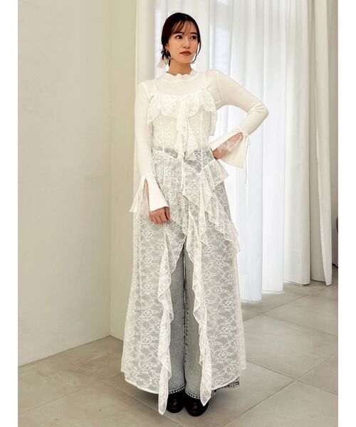 dazzlin（ダズリン）の「ラッフルイレヘムシアービスチェ（キャミソール・レディース・ミント/オフホワイト/ブラック・MEDIUM/SMALL）」の2枚目の写真