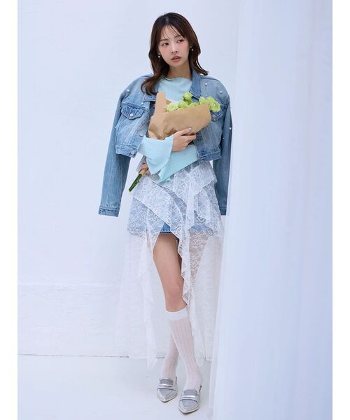 dazzlin（ダズリン）の「ラッフルイレヘムシアービスチェ（キャミソール・レディース・ミント/オフホワイト/ブラック・MEDIUM/SMALL）」の5枚目の写真