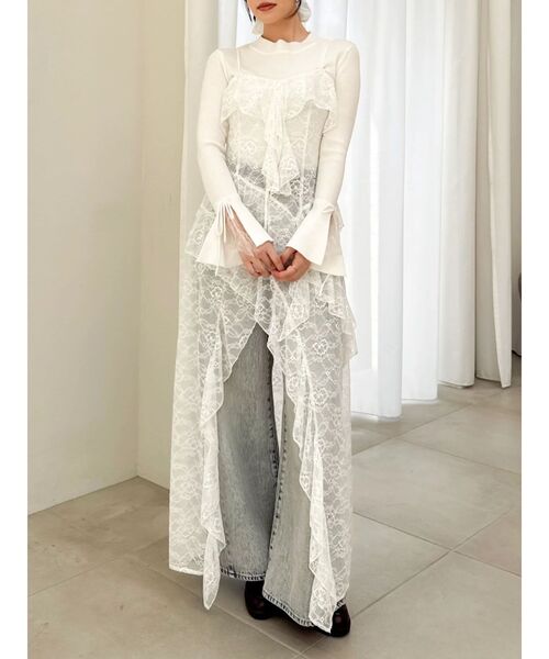 dazzlin（ダズリン）の「ラッフルイレヘムシアービスチェ（キャミソール・レディース・ミント/オフホワイト/ブラック・MEDIUM/SMALL）」の10枚目の写真