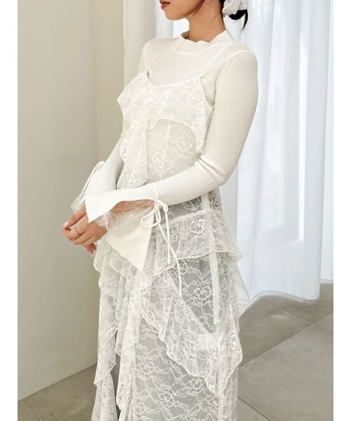 dazzlin（ダズリン）の「ラッフルイレヘムシアービスチェ（キャミソール・レディース・ミント/オフホワイト/ブラック・MEDIUM/SMALL）」の11枚目の写真