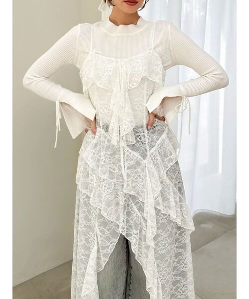 dazzlin（ダズリン）の「ラッフルイレヘムシアービスチェ（キャミソール・レディース・ミント/オフホワイト/ブラック・MEDIUM/SMALL）」の12枚目の写真