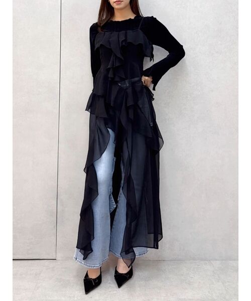 dazzlin（ダズリン）の「ラッフルイレヘムシアービスチェ（キャミソール・レディース・ミント/オフホワイト/ブラック・MEDIUM/SMALL）」の13枚目の写真