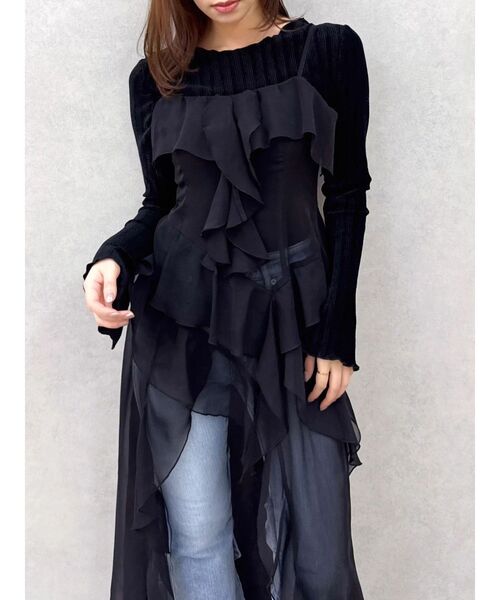 dazzlin（ダズリン）の「ラッフルイレヘムシアービスチェ（キャミソール・レディース・ミント/オフホワイト/ブラック・MEDIUM/SMALL）」の16枚目の写真