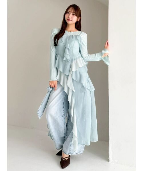 dazzlin（ダズリン）の「ラッフルイレヘムシアービスチェ（キャミソール・レディース・ミント/オフホワイト/ブラック・MEDIUM/SMALL）」の18枚目の写真