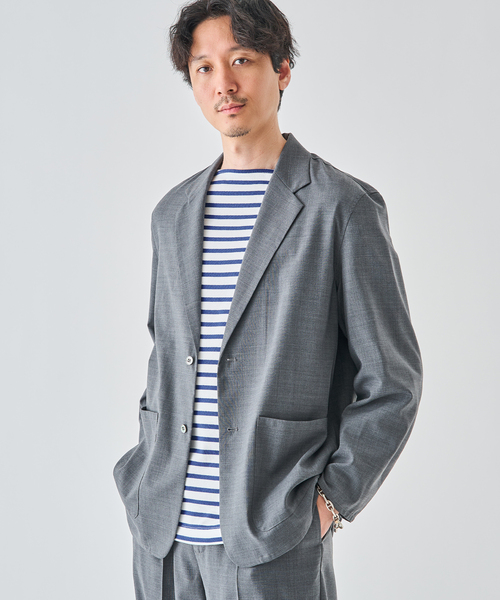 EDIFICE（エディフィス）の「Washable トロピカル シャツ ジャケット【セットアップ着用可】（テーラードジャケット・メンズ・カーキ/グレー・SMALL/MEDIUM/LARGE）」の5枚目の写真