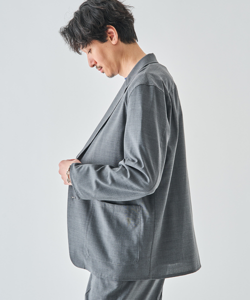 EDIFICE（エディフィス）の「Washable トロピカル シャツ ジャケット【セットアップ着用可】（テーラードジャケット・メンズ・カーキ/グレー・SMALL/MEDIUM/LARGE）」の6枚目の写真