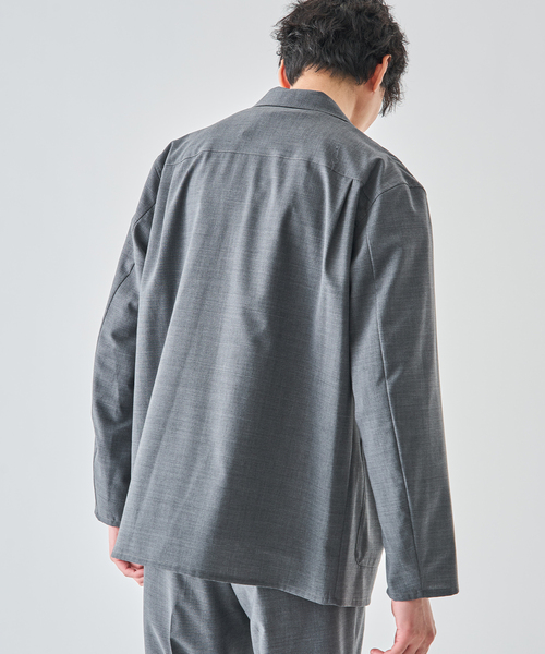 EDIFICE（エディフィス）の「Washable トロピカル シャツ ジャケット【セットアップ着用可】（テーラードジャケット・メンズ・カーキ/グレー・SMALL/MEDIUM/LARGE）」の7枚目の写真