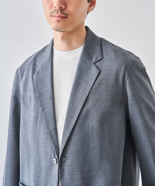 EDIFICE（エディフィス）の「Washable トロピカル シャツ ジャケット【セットアップ着用可】（テーラードジャケット・メンズ・カーキ/グレー・SMALL/MEDIUM/LARGE）」の14枚目の写真