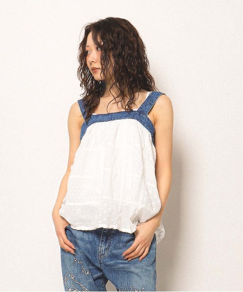 GO TO HOLLYWOOD（ゴートゥーハリウッド）の「Cutwork Craftman Ballooned Tanktop（シャツ/ブラウス・レディース・グリーン/ブルー・L/M）」の2枚目の写真