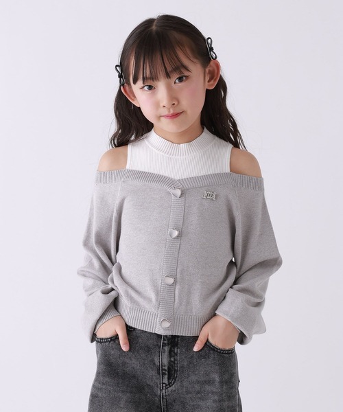 repipi armario(レピピ アルマリオ)の「【10C REPIPI】オフショルレイヤードニット(ニット/セーター・キッズ・サックスブルー/オフホワイト/グレー・110cm/120cm/130cm/140cm)」の10枚目の写真
