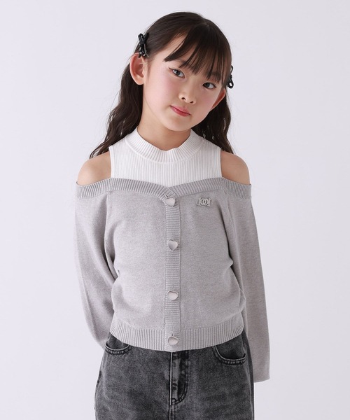 repipi armario(レピピ アルマリオ)の「【10C REPIPI】オフショルレイヤードニット(ニット/セーター・キッズ・サックスブルー/オフホワイト/グレー・110cm/120cm/130cm/140cm)」の11枚目の写真