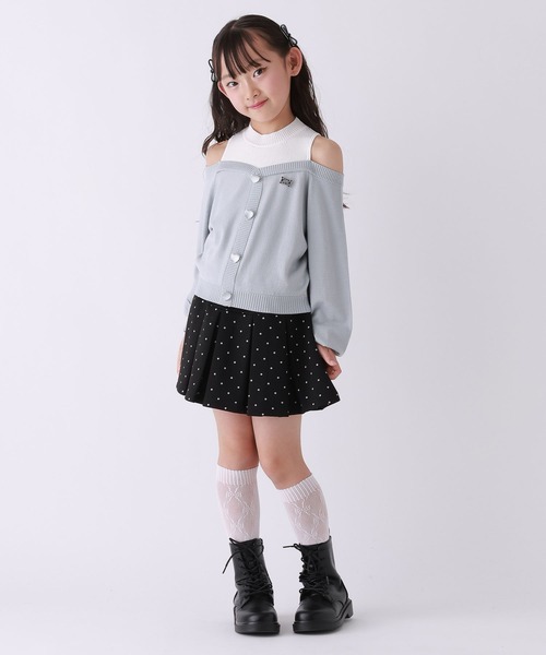 repipi armario(レピピ アルマリオ)の「【10C REPIPI】オフショルレイヤードニット(ニット/セーター・キッズ・サックスブルー/オフホワイト/グレー・110cm/120cm/130cm/140cm)」の12枚目の写真