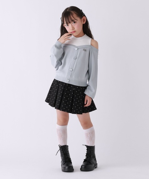 repipi armario(レピピ アルマリオ)の「【10C REPIPI】オフショルレイヤードニット(ニット/セーター・キッズ・サックスブルー/オフホワイト/グレー・110cm/120cm/130cm/140cm)」の13枚目の写真