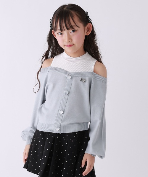 repipi armario(レピピ アルマリオ)の「【10C REPIPI】オフショルレイヤードニット(ニット/セーター・キッズ・サックスブルー/オフホワイト/グレー・110cm/120cm/130cm/140cm)」の14枚目の写真