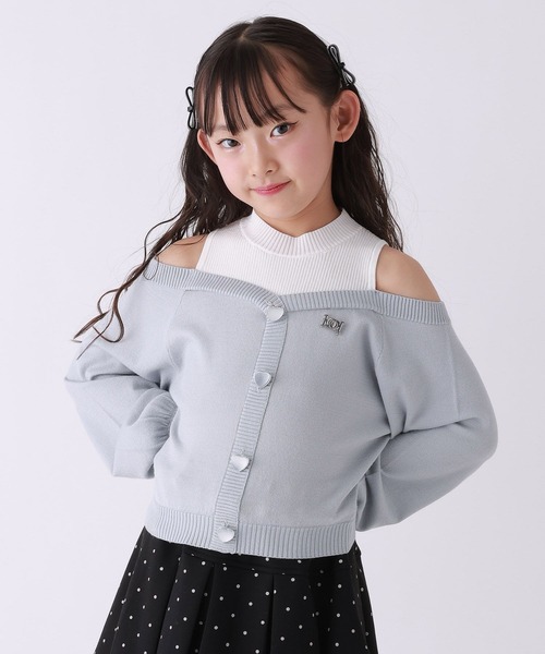repipi armario(レピピ アルマリオ)の「【10C REPIPI】オフショルレイヤードニット(ニット/セーター・キッズ・サックスブルー/オフホワイト/グレー・110cm/120cm/130cm/140cm)」の15枚目の写真