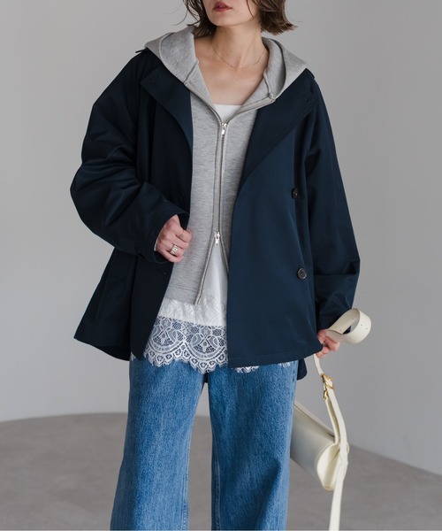 Bonjour Sagan（ボンジュールサガン）の「Aライントレンチコート（トレンチコート・レディース・ライトベージュ/ネイビー/ベージュ・FREE）」の3枚目の写真