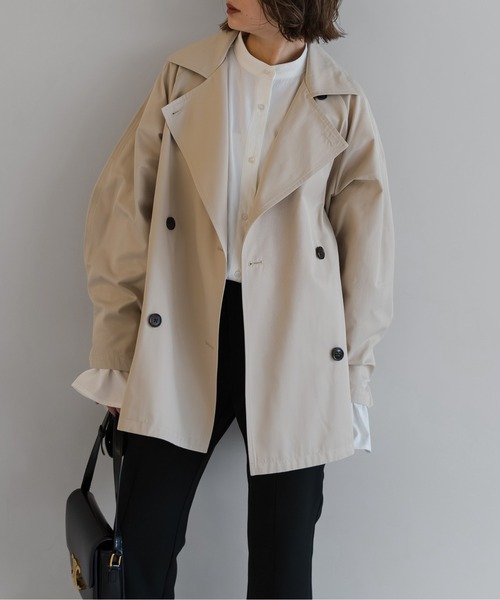 Bonjour Sagan（ボンジュールサガン）の「Aライントレンチコート（トレンチコート・レディース・ライトベージュ/ネイビー/ベージュ・FREE）」の2枚目の写真