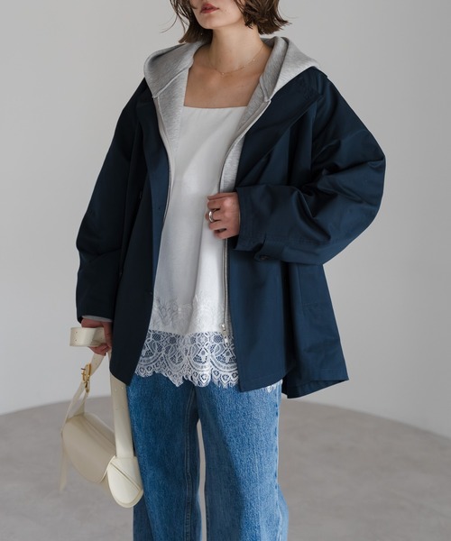 Bonjour Sagan（ボンジュールサガン）の「Aライントレンチコート（トレンチコート・レディース・ライトベージュ/ネイビー/ベージュ・FREE）」の14枚目の写真