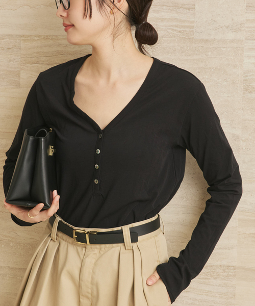 plage(プラージュ)の「henly プルオーバー(Tシャツ/カットソー・レディース・ホワイト/ブラック/キャメル・FREE)」の13枚目の写真