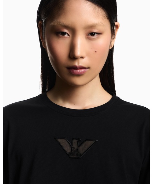 EMPORIO ARMANI（エンポリオアルマーニ）の「【エンポリオ アルマーニ】Tシャツ スーピマジャージー メッシュ切替え（Tシャツ/カットソー・レディース・ブラック/ホワイト・MEDIUM/SMALL）」の5枚目の写真