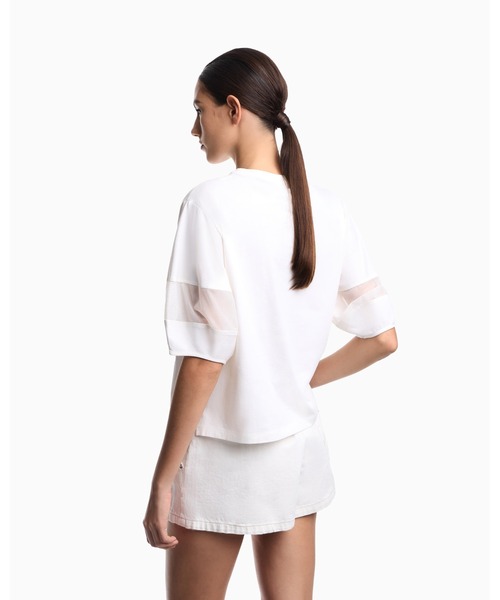 EMPORIO ARMANI（エンポリオアルマーニ）の「【エンポリオ アルマーニ】Tシャツ スーピマジャージー メッシュ切替え（Tシャツ/カットソー・レディース・ブラック/ホワイト・MEDIUM/SMALL）」の8枚目の写真