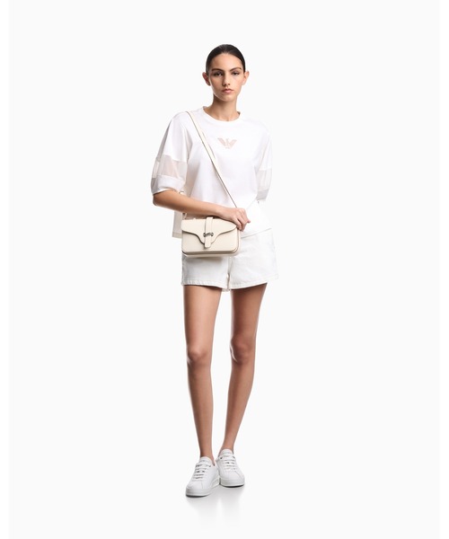 EMPORIO ARMANI（エンポリオアルマーニ）の「【エンポリオ アルマーニ】Tシャツ スーピマジャージー メッシュ切替え（Tシャツ/カットソー・レディース・ブラック/ホワイト・MEDIUM/SMALL）」の10枚目の写真