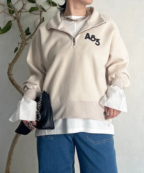 un dix cors(アンディコール)の「ジップフリースプルオーバー(Tシャツ/カットソー・レディース・ネイビー/カーキ/アイボリー/モカ・FREE)」の3枚目の写真
