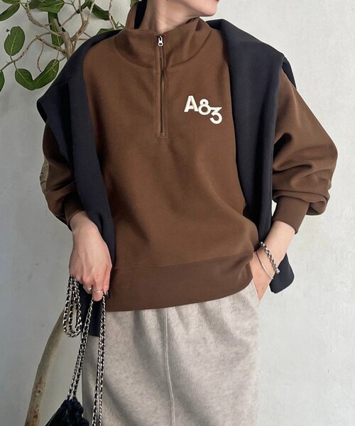 un dix cors(アンディコール)の「ジップフリースプルオーバー(Tシャツ/カットソー・レディース・ネイビー/カーキ/アイボリー/モカ・FREE)」の4枚目の写真