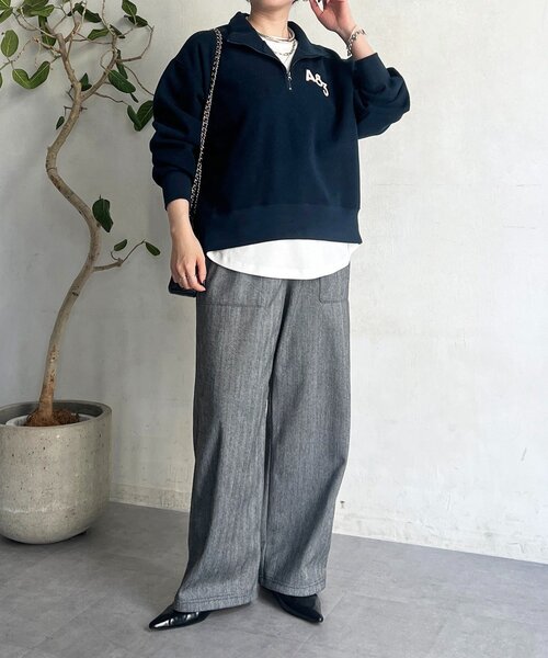 un dix cors(アンディコール)の「ジップフリースプルオーバー(Tシャツ/カットソー・レディース・ネイビー・FREE)」の2枚目の写真