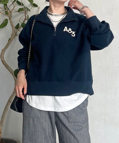 un dix cors(アンディコール)の「ジップフリースプルオーバー(Tシャツ/カットソー・レディース・ネイビー・FREE)」の3枚目の写真