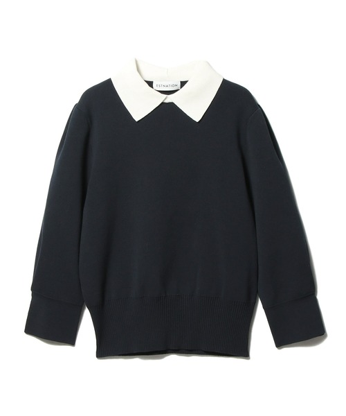 ESTNATION(エストネーション)の「ESTNATION / 襟付きニット(ニット/セーター・レディース・グレー/ブラック/ライトベージュ/ネイビー・FREE)」の4枚目の写真