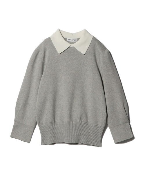 ESTNATION(エストネーション)の「ESTNATION / 襟付きニット(ニット/セーター・レディース・グレー/ブラック/ライトベージュ/ネイビー・FREE)」の1枚目の写真