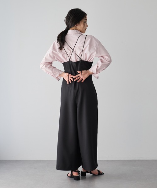 YECCA VECCA（イェッカヴェッカ）の「マルチwayキャミオールインワン（サロペット/オーバーオール・レディース・ブラック/グレイッシュベージュ・FREE）」の12枚目の写真