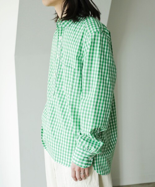 fennica（フェニカ）の「【別注】TATAMIZE / ギンガムチェック プルオーバーシャツ（シャツ/ブラウス・レディース・グリーン・3）」の4枚目の写真