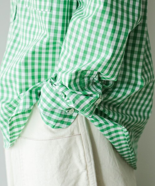 fennica（フェニカ）の「【別注】TATAMIZE / ギンガムチェック プルオーバーシャツ（シャツ/ブラウス・レディース・グリーン・3）」の5枚目の写真