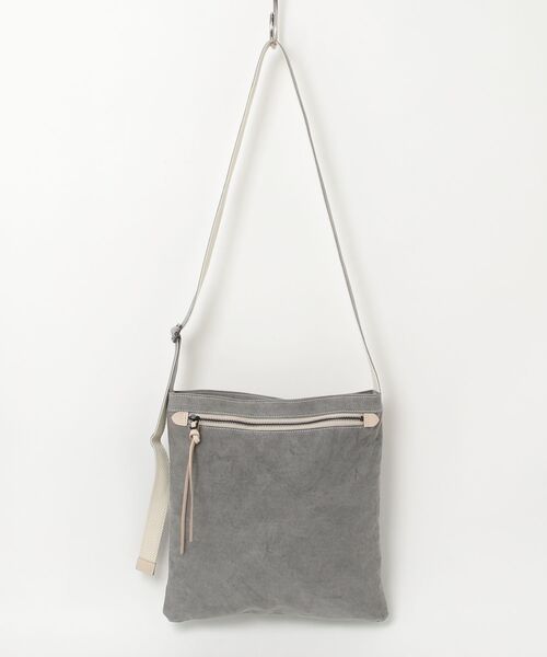 PR01.(ピーアールワン)の「REAL MIND カーボン 炭染め帆布 薄マチショルダーバッグ(ショルダーバッグ・レディース・霜降りグレー・FREE)」の1枚目の写真