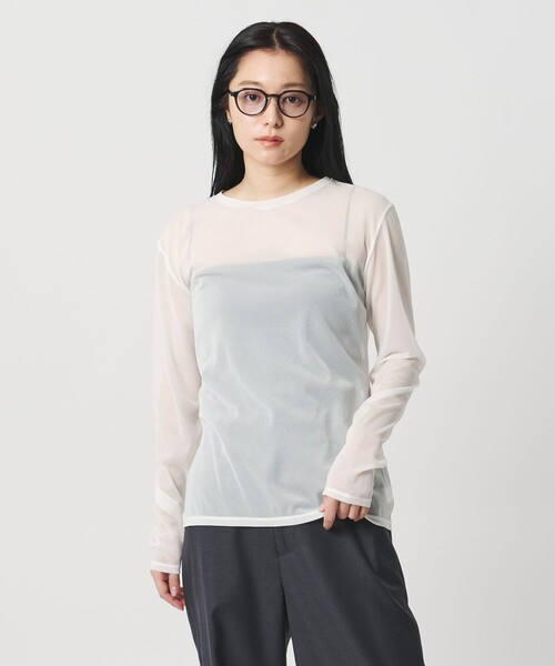 MARW UNITED ARROWS(マルゥ ユナイテッドアローズ)の「<MARW UNITED ARROWS>シアー ロングスリーブ カットソー(Tシャツ/カットソー・レディース・ブラック/ホワイト/ダークブラウン/ネイビー・FREE)」の2枚目の写真