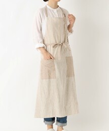212 KITCHEN STORE（トゥワントゥキッチンストア）の「ブロックストライプ リネンコットン フルエプロン NT ＜212Kオリジナル ＞（エプロン）」