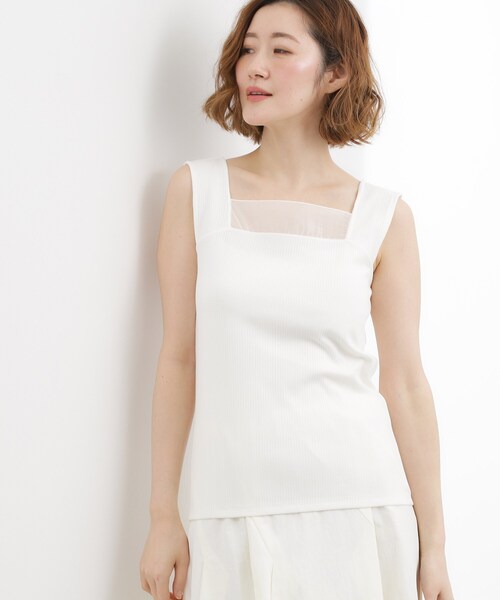 grove(グローブ)の「【貴島明日香さん着用】シアードッキングスクエアタンク(タンクトップ・レディース・ダークグレー/ホワイト系5/サックスブルー/ブラック/オフホワイト・03/02/01/05/04)」の6枚目の写真