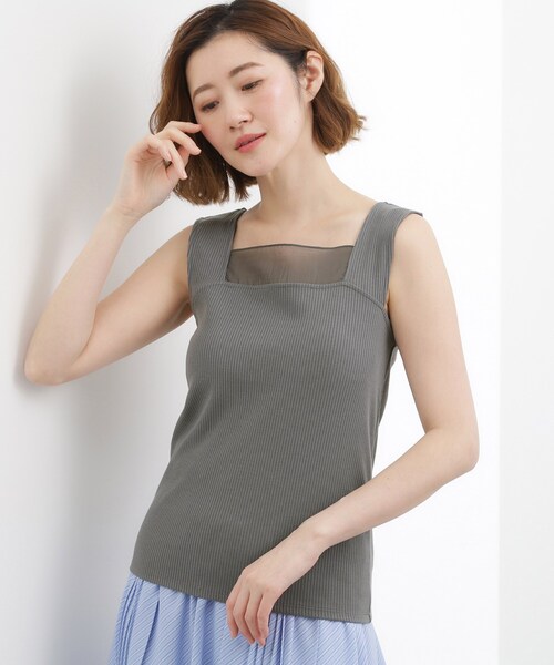 grove(グローブ)の「【貴島明日香さん着用】シアードッキングスクエアタンク(タンクトップ・レディース・ダークグレー/ホワイト系5/サックスブルー/ブラック/オフホワイト・03/02/01/05/04)」の10枚目の写真