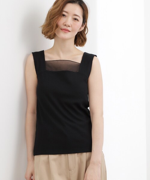grove(グローブ)の「【貴島明日香さん着用】シアードッキングスクエアタンク(タンクトップ・レディース・ダークグレー/ホワイト系5/サックスブルー/ブラック/オフホワイト・03/02/01/05/04)」の14枚目の写真