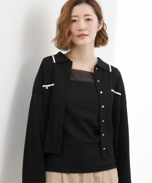 grove(グローブ)の「【貴島明日香さん着用】シアードッキングスクエアタンク(タンクトップ・レディース・ダークグレー/ホワイト系5/サックスブルー/ブラック/オフホワイト・03/02/01/05/04)」の15枚目の写真