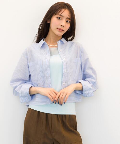 grove(グローブ)の「【貴島明日香さん着用】シアードッキングスクエアタンク(タンクトップ・レディース・ダークグレー/ホワイト系5/サックスブルー/ブラック/オフホワイト・03/02/01/05/04)」の18枚目の写真