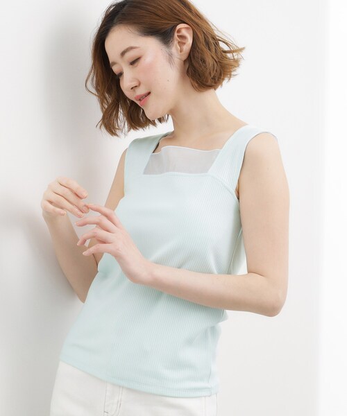 grove(グローブ)の「【貴島明日香さん着用】シアードッキングスクエアタンク(タンクトップ・レディース・ダークグレー/ホワイト系5/サックスブルー/ブラック/オフホワイト・03/02/01/05/04)」の20枚目の写真