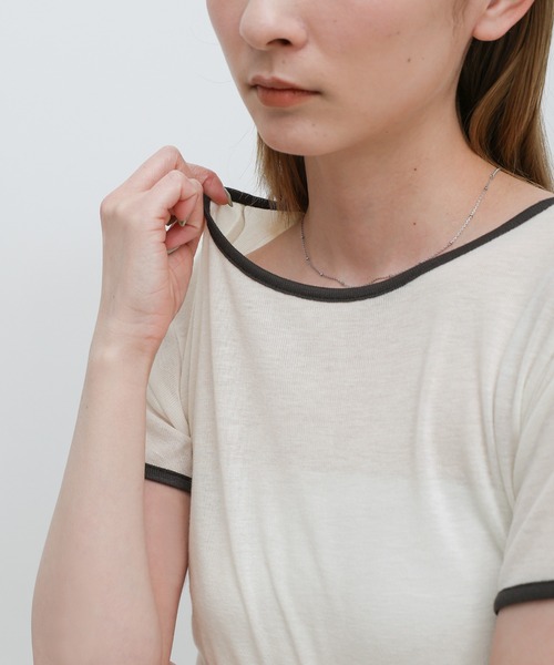 select MOCA(セレクトモカ)の「リンガーシアーTシャツ(Tシャツ/カットソー・レディース・グレー/チャコールグレー/アイボリー・FREE)」の18枚目の写真