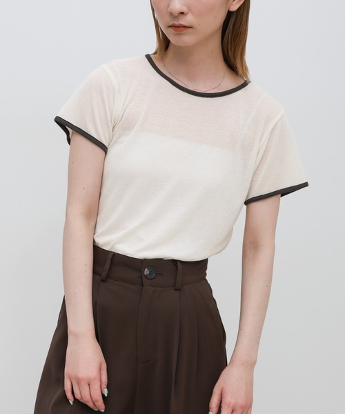 select MOCA(セレクトモカ)の「リンガーシアーTシャツ(Tシャツ/カットソー・レディース・グレー/チャコールグレー/アイボリー・FREE)」の14枚目の写真