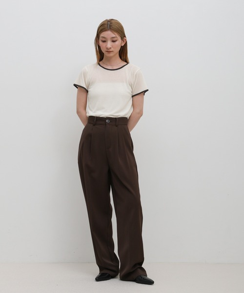 select MOCA(セレクトモカ)の「リンガーシアーTシャツ(Tシャツ/カットソー・レディース・グレー/チャコールグレー/アイボリー・FREE)」の5枚目の写真